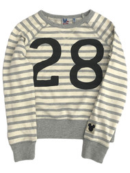 Disney Junk Food Girls Gray Stripe Mickey Mouse 28 Sweatshirt Medium (7-8)
