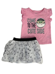 Star Wars Toddler Girls Baby Yoda Come To The Cute Side Top With Tutu Skirt