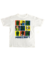Minecraft Boys White Short Sleeve Creeper T-Shirt Tee Shirt