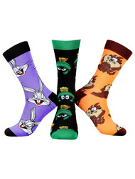 Bioworld Adult Mens 3 Pair Looney Tunes Taz Bugs Bunny Socks Set