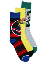Bioworld Adult Mens 3 Pair My Hero Academia Socks Set