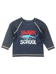 Infant & Toddler Boys Shark Navy Blue Rash Guard Swim Shirt