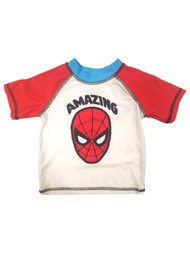 Marvel Infant Boys Red, White & Blue Spiderman Rash Guard Swim Shirt 18 Months