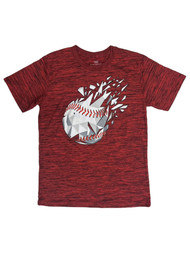 Boys Red Athletic Crushed Baseball Short Sleeve Moisture Wicking T-Shirt