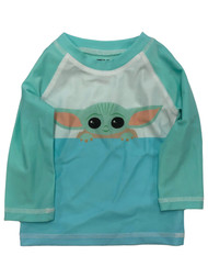 Disney Star Wars Infant Boys Blue & Green Baby Yoda Rash Guard Swim Shirt