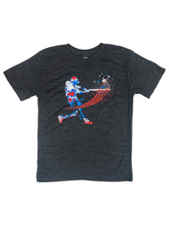 Boys Dark Gray Athletic Baseball Player Crushin' It Short Sleeve T-Shirt