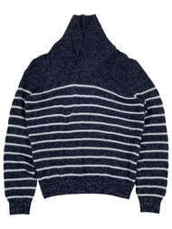 IZOD Mens Peacoat Blue & White Stripe Shawl Collar Sweater