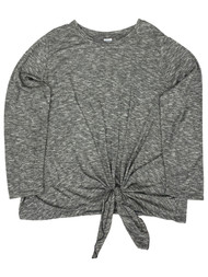 Womens Long Sleeved Speckled Gray Knotted Maternity Tee Shirt T-Shirt