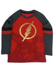 DC Comics Boys  Long Sleeve Red Flip Sequin Flash T-Shirt Tee Shirt XS (4-5)