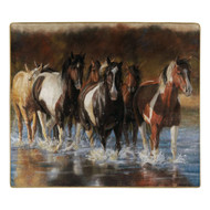 American Heritage Royal Plush Horses Throw Blanket, "Rush Hour" Nature 50" X 60"