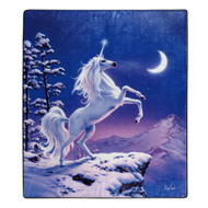 American Heritage Royal Plush Unicorn Throw Blanket, "Snow Limit" Blue 50" X 60"