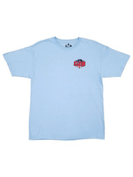 C2B Mens Light Blue Country To The Bone US Flag Shield Short Sleeve T-Shirt