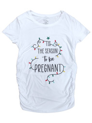 Womens Tis Season To Be Pregnant Christmas Maternity Holiday Tee Shirt
