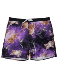 Top Drawer Mens Purple Kitten Milky Way Board Shorts Swim Shorts Swim Trunks 3XL