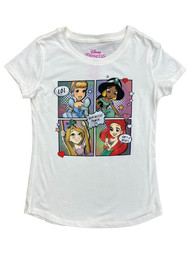 Disney Girls White Princess Power Ariel Jasmine T-Shirt Tee Shirt