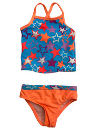 Infant & Toddler Girls Coral & Blue Star 2 Pc Tankini Swimming & Bathing Suit