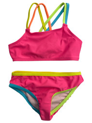 Infant & Toddler Girls Pink & Neon 2 Pc Bikini Swimming & Bathing Suit