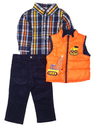 Little Rebel Infant Boys 3 Piece Orange & Navy Vest Shirt & Pants Set 24 Months