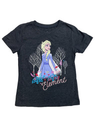Disney Frozen Girls Gray Sparkle Short Sleeve Elsa T-Shirt Tee Shirt