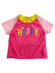 Infant Girls Pink Happy Stars Rash Guard Swim Shirt Suit
