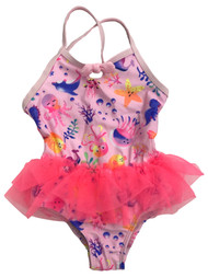 Infant and Toddler Girls Pink Sea Creatures Tutu 1pc Baby Swimming Swim Suit