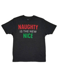 Mens Gray Heather Naughty Is The New Nice Short Sleeve Christmas T-Shirt