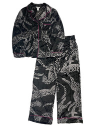 Sofia Vergara Womens Velvety Black Leopard Pajamas Sleep Set