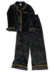 Sofia Vergara Womens Velvety Black & Yellow Trim Pajamas Sleep Set