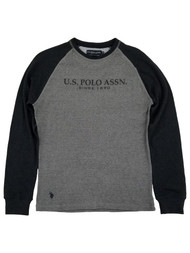 U.S. Polo Assn. Mens Gray & Black Long Sleeve Raglan Thermal Shirt