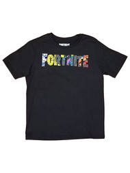 Fortnite Boys Short Sleeve Black Character Logo Gamer T-Shirt Shirt