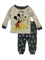 Disney Infant Boys Striped 2PC Mickey Mouse & Pluto Friends Pajama Set