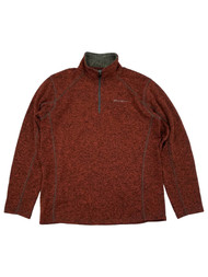 Eddie Bauer Mens Dark Orange Radiator Fleece Quarter-Zip Pullover Sweater