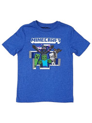 Minecraft Boys Blue Creeper Tee Shirt Video Gamer T-Shirt