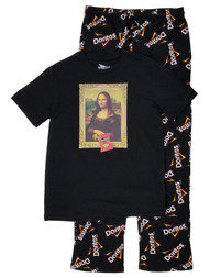 Doritos Mens 2-Piece Black Mona Lisa Sleepwear Pajama Sleep Set