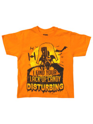Star Wars Boys Orange Halloween Darth Vader Lack of Candy Tee Shirt