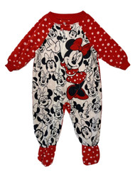 Disney Toddler Girls Red & White Minnie Mouse Zip Up Blanket Sleeper Pajamas
