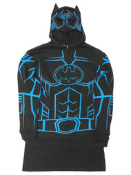 Batman Boys Black & Blue Hoodie Cosplay Zip Front Caped Sweatshirt XL (14-16)
