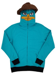 Phineas and Ferb Mens Perry the Platypus Costume Hoodie Sweatshirt