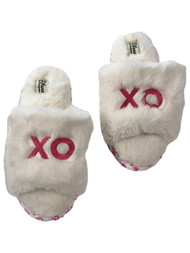 Dluxe Dearfoams Womens Plush White XOXO Open Toe Slippers Shoes