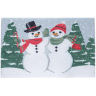 St Nicholas Square Winter Snowman & Trees Bath Rug, 20x30 Skid Resistant Mat