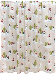 St Nicholas Square Snowman Cowboy & Cactus Fabric Shower Curtain, Christmas