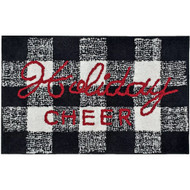 St Nicholas Square Black & White Plaid Cotton Bath Rug 20x30, Holiday Cheer Mat