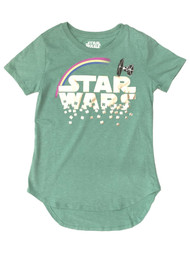 Star Wars Girls Mint Green Gold Rainbow St Patricks Day Tee Shirt