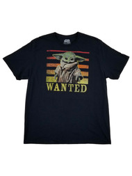 Star Wars The Mandalorian Mens Black Wanted Baby Yoda Grogu T-Shirt XX-Large