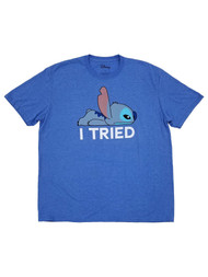 Disney Lilo & Stitch Mens Heather Blue I Tried Tee Short Sleeve T-Shirt