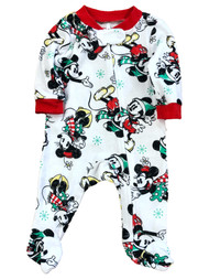 Disney Infant Girls & Boys Mickey & Minnie Mouse Holiday Sleeper Pajamas