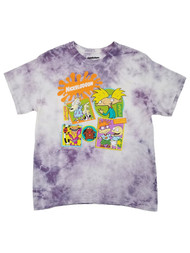 Nickelodeon Mens Purple Tie-Dye 90s Nicktoons Short Sleeve T-Shirt