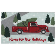 St Nicholas Square Christmas Red Pick-up Truck Throw Rug 19x30 Non Skid Bath Mat