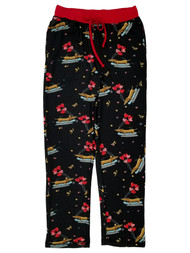 Celebrate Mens Black Valentines Day Dog Skateboard Sleep Pant Pajama Bottoms