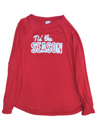 Womens Soft Red Tis the Season Holiday Pajama Sleep Top Sweatshirt